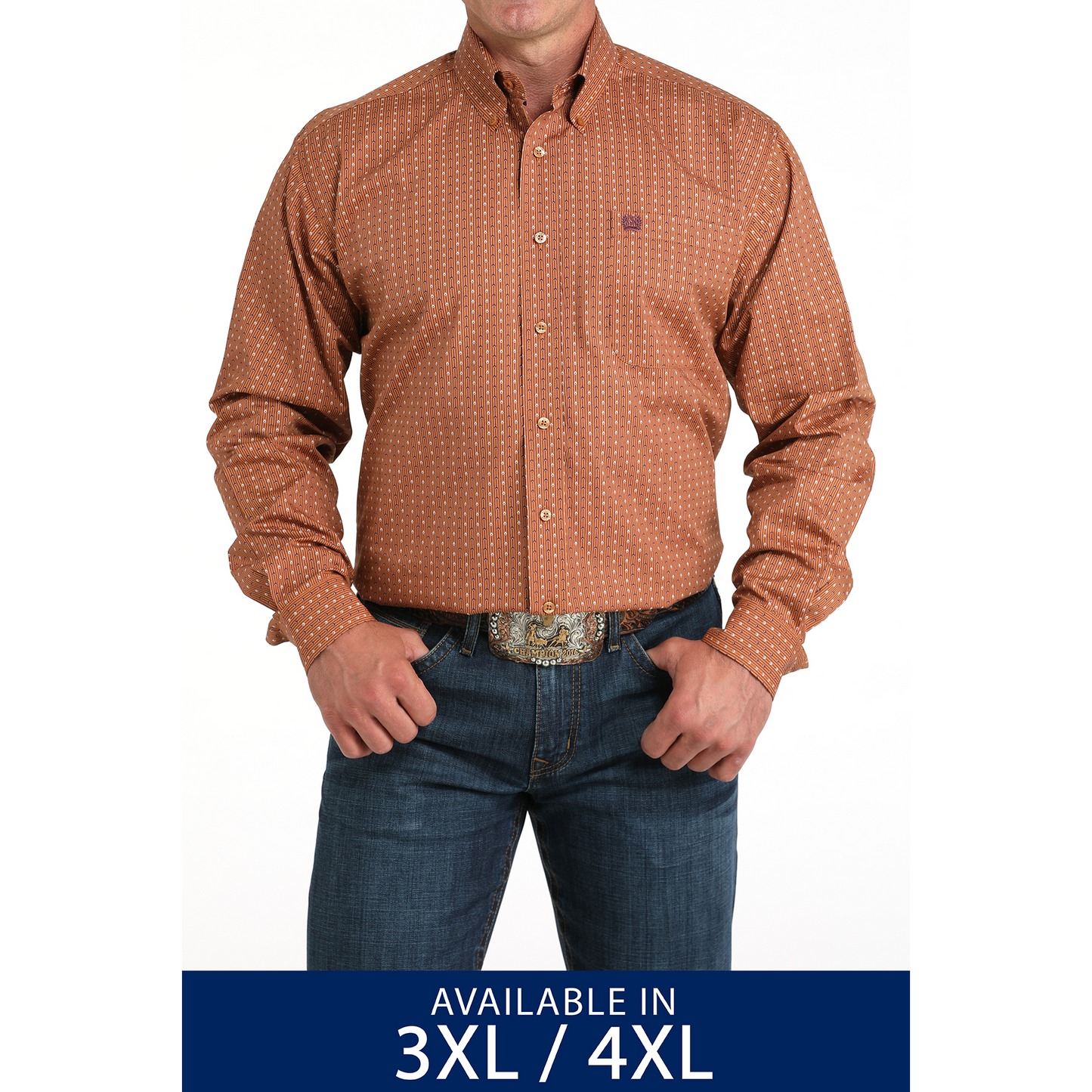 Cinch Men's Long Sleeve Print Shirt- Brown