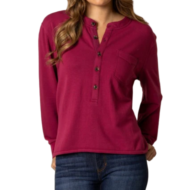 Kimes Women's Long Sleeve Elouise Henley Sweatshirt- Multiple Colours