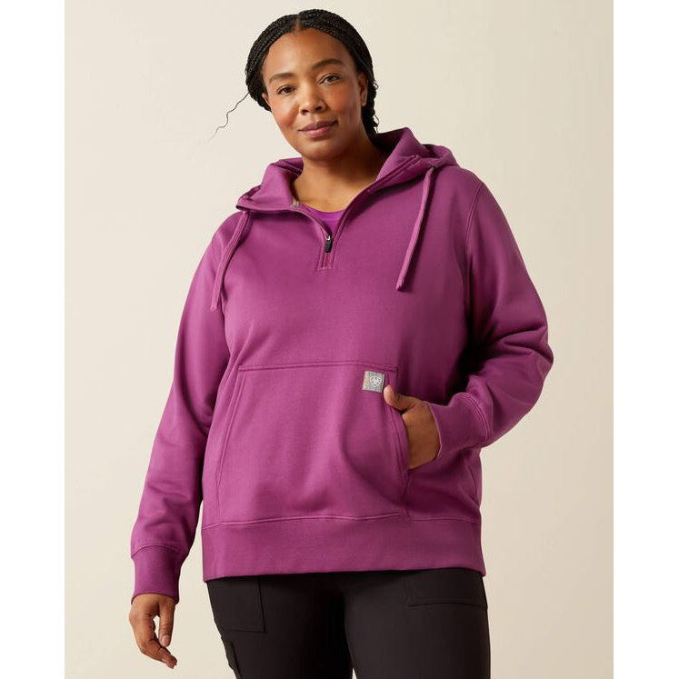 Ariat Women's Rebar Skill Set 1/2 zip Hoodie- Grape Kiss