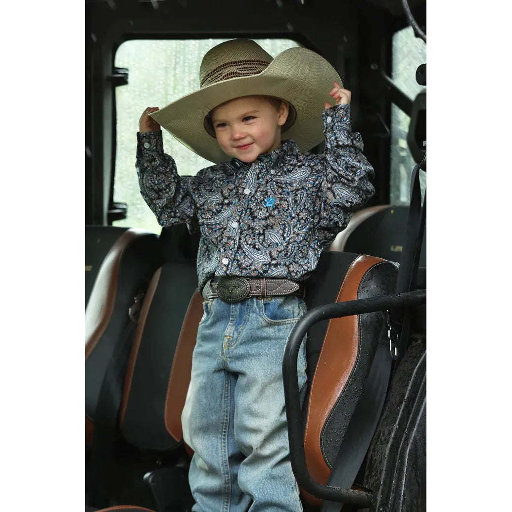Cinch Boy's Long Sleeve Print Shirt- Multi