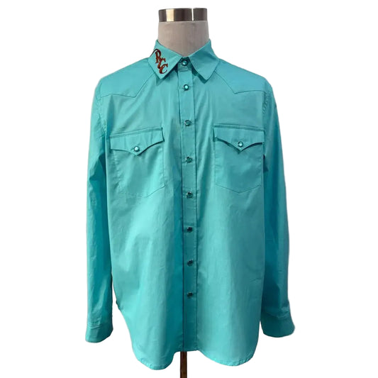 Rough Country Cowboys Men's Pear Snap Long Sleeve Western Shirt - Teal