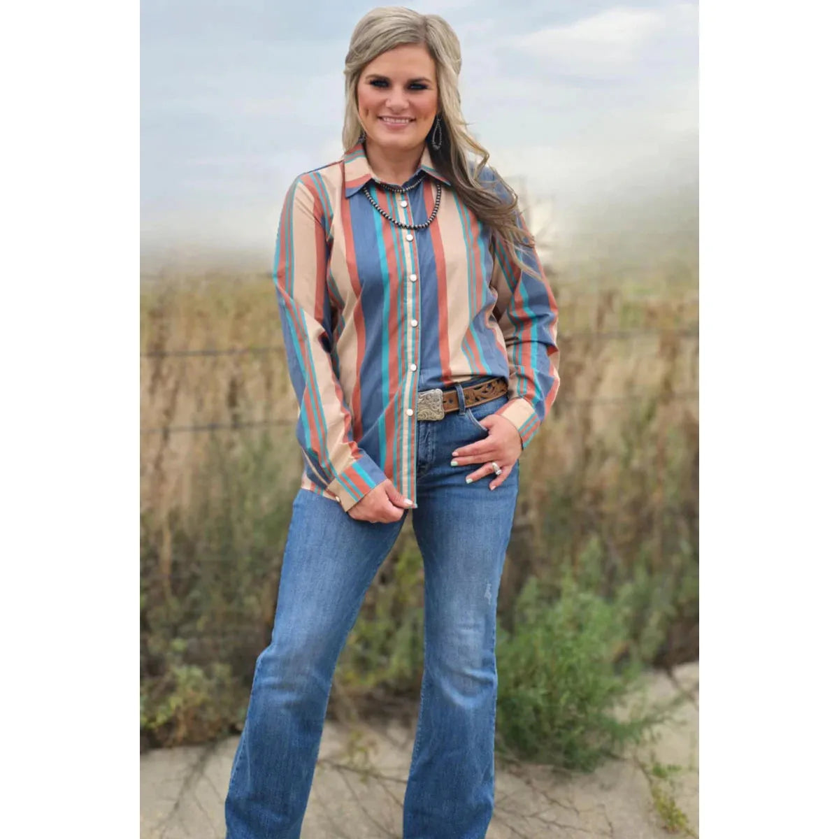 Sterling Kreek  Women's Long Sleeve Til You Can't Button Up Shirt- Multi