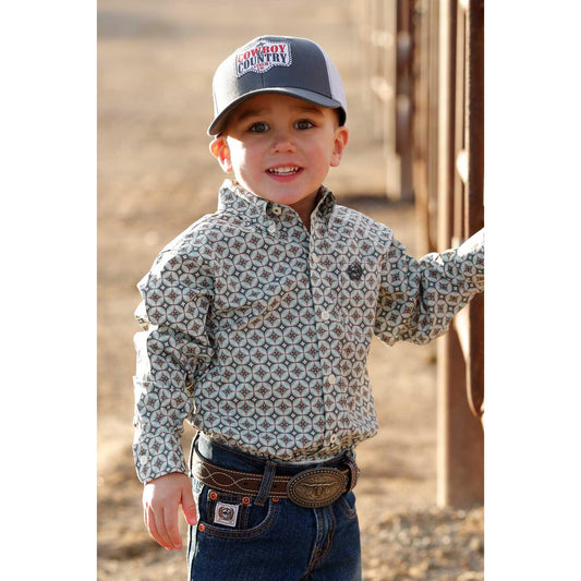 Cinch Boy's  Long Sleeve Shirt - Cream