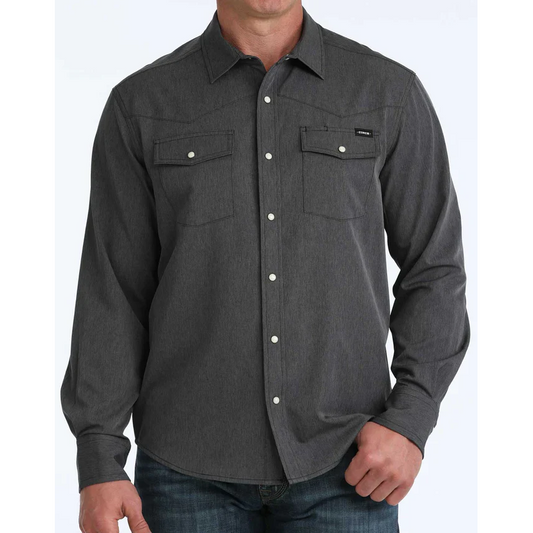 Cinch Men's Long Sleeve Camp Shirt- Black