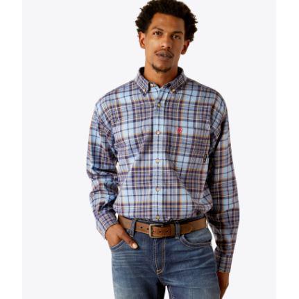 Ariat Men's FR Sunset Long Sleeve Work Shirt- Moonbeam Stripe