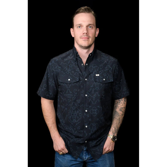 Ferrell Brand Men's The Carson Short Sleeve Snap Shirt- Black