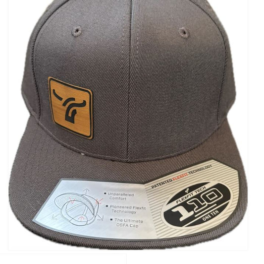 B8 Ranch Apparel 110 Flexfit Flatbrim with Leatherette Logo- Grey