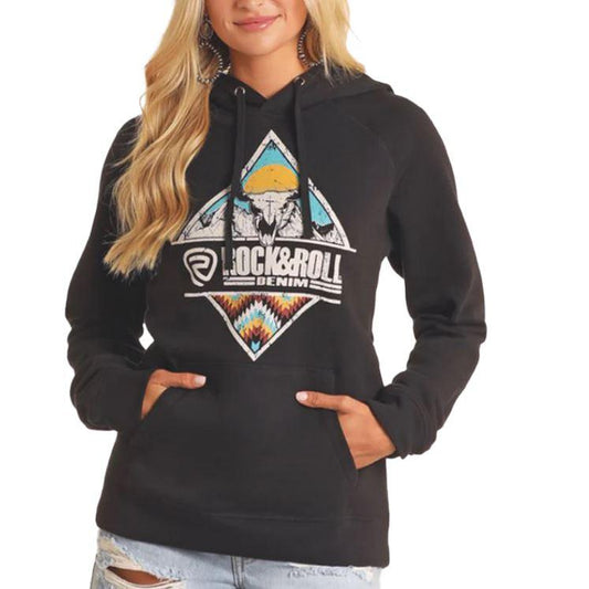 Rock & Roll Unisex Graphic Hoodie - Black