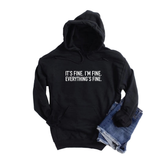 Blonde Ambition Long Sleeve It's Fine Hoodie- Black