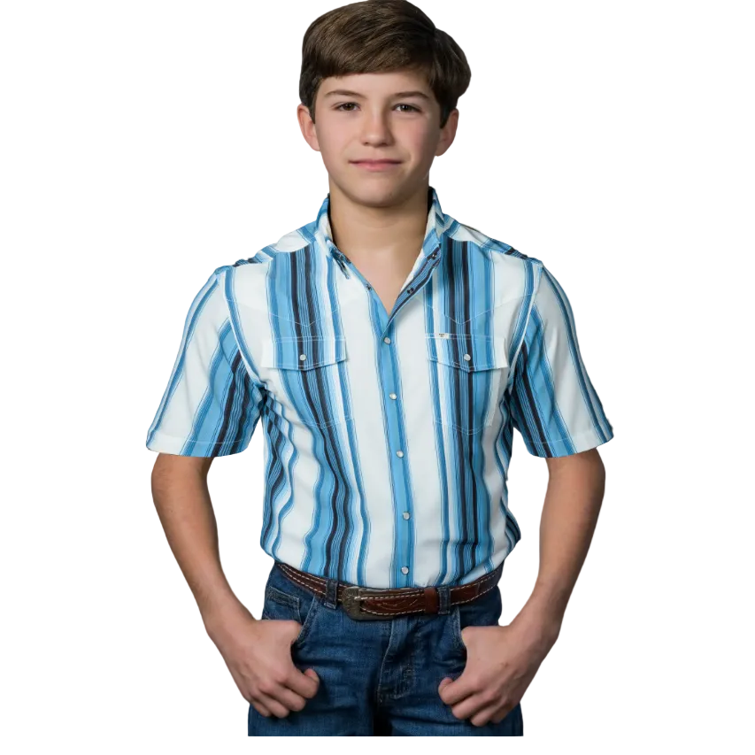 Ferrell Brand Boy's Harrison Short Sleeve Shirt - Blue