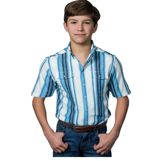 Ferrell Brand Boy's Harrison Short Sleeve Shirt - Blue