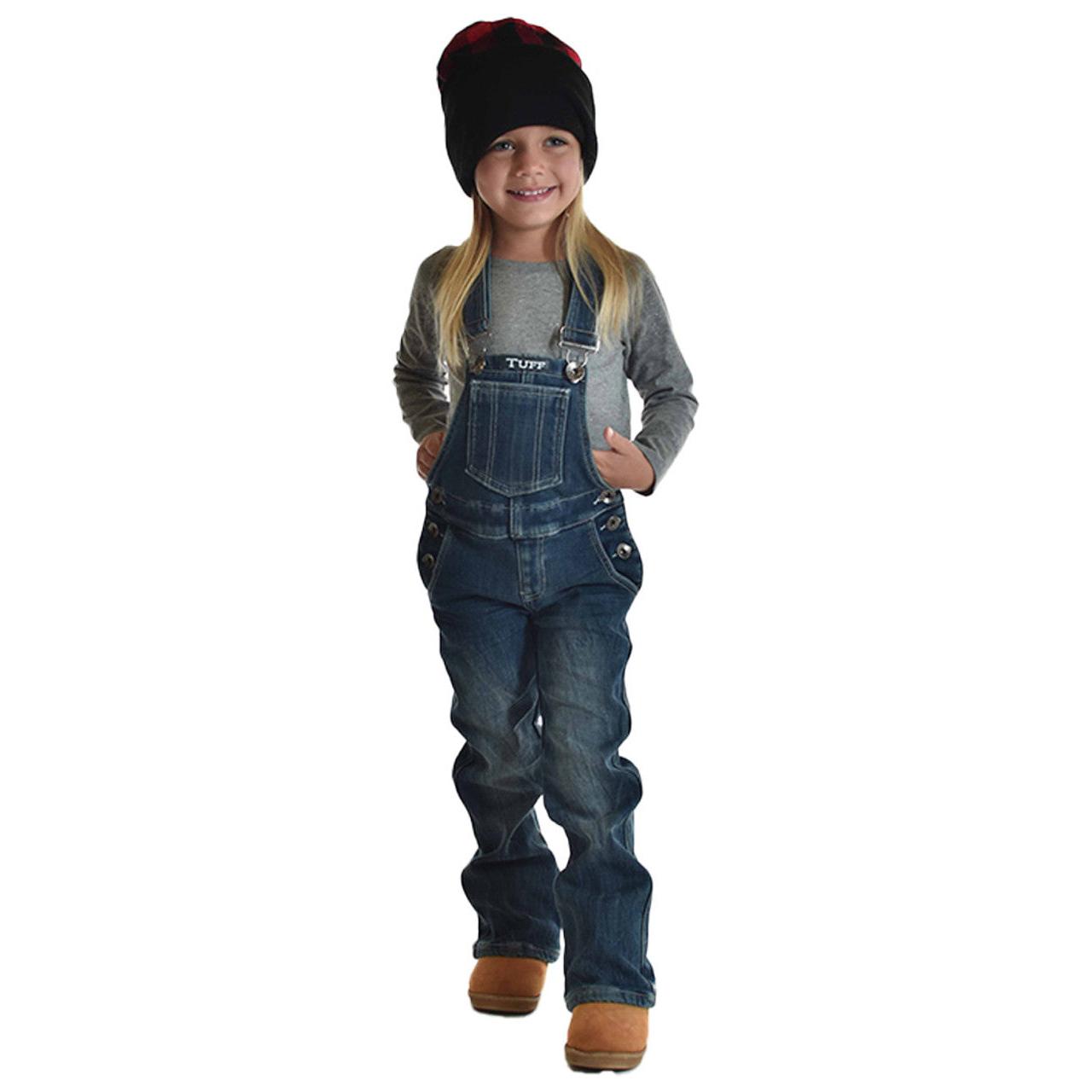 Cowgirl Tuff Girl's Edgy Bib Overall- Medium Wash