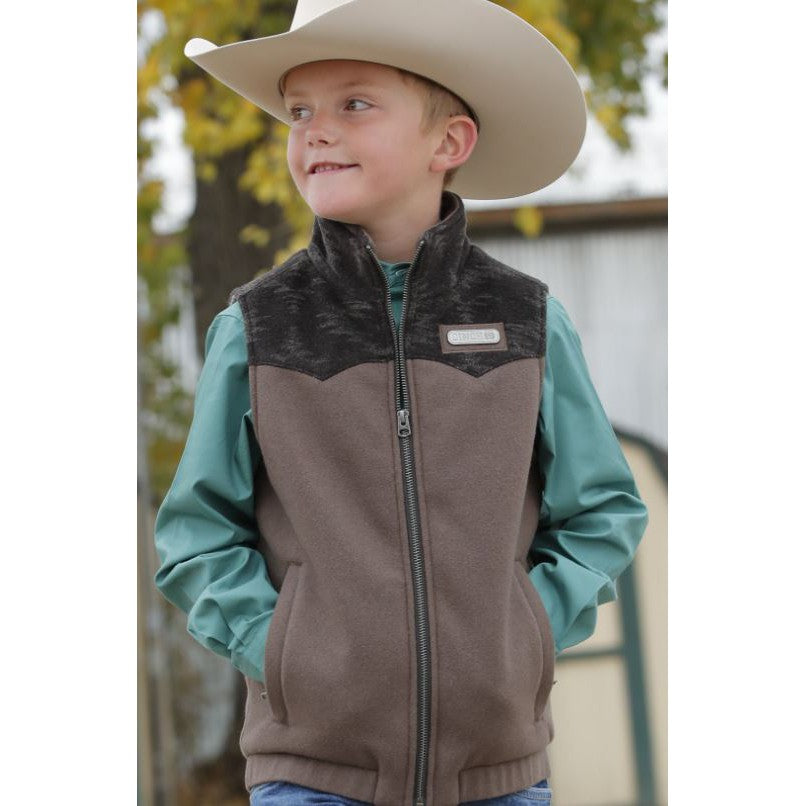 Cinch Boy's Wooly Vest - Brown