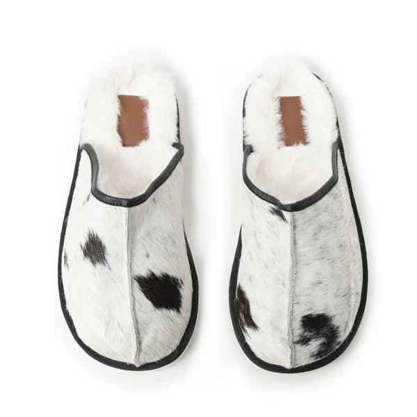 Myra Women's Swift Ridge Hair On House Scuffs-Black/White