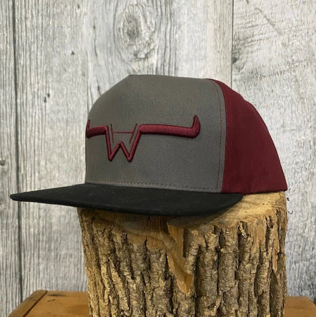 Hostile Western Straight Visor Cap-Grey/Maroon