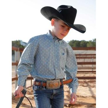 Cinch Boys Long Sleeve Print Shirt- Green