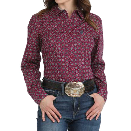 Cinch Women's Long Sleeve Western Shirt-Burgundy
