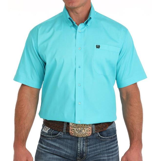 Cinch Men's Short Sleeve Button Down Western Shirt- Turquoise