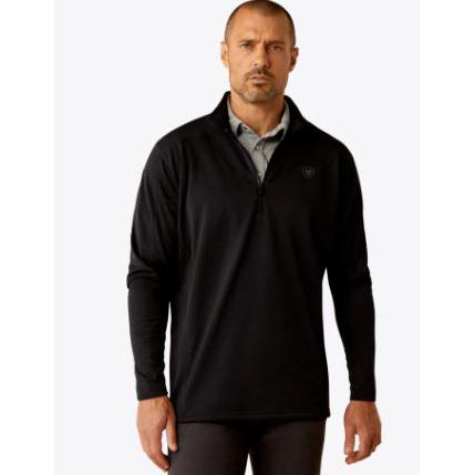 Ariat Men's Long Sleeve Hex Fleece 1/2 Zip Baselayer Pullover- Black