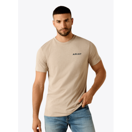 Ariat Men's Sandstone Shield Classic Fit Tee Shirt- Brindle Heather