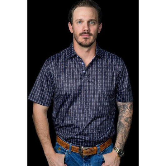 Ferrell Brand Men's Black Aztec Short Sleeve Polo-