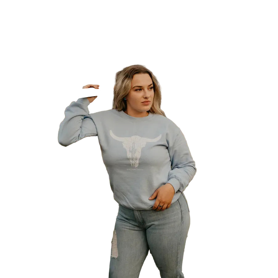 Baredown Brand Long Sleeve Mesquite Crew- Light Blue