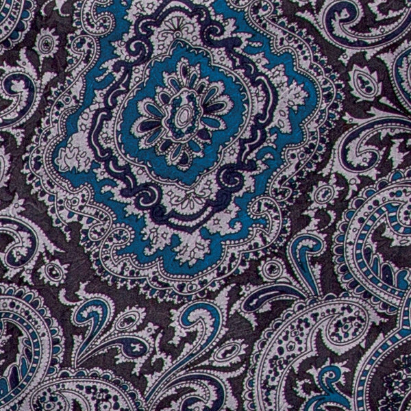 Wyoming Traders Paisley Silk Scarf- Blue/Silver