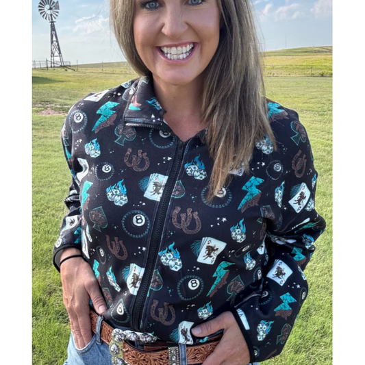 Sterling Kreek Long Sleeve Cowgirl Charm Cropped Jacket-Multi