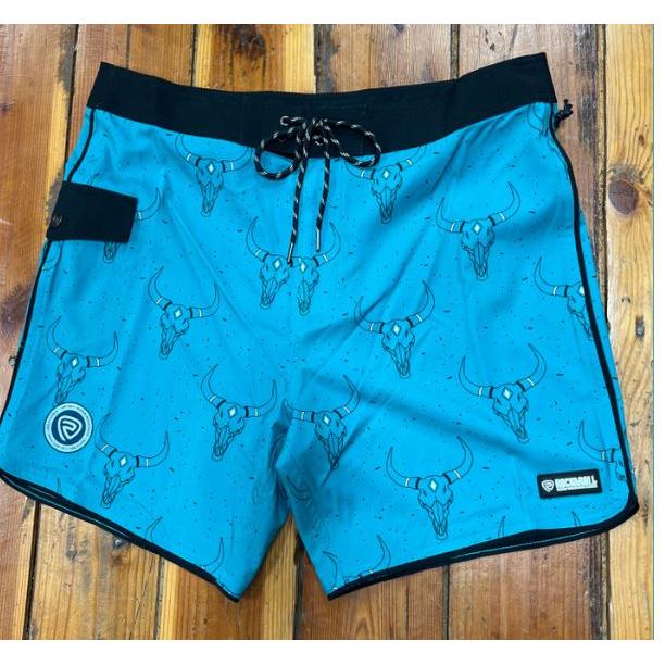 Rock & Roll Men's Longhorn Swim Board Shorts- Caribbean