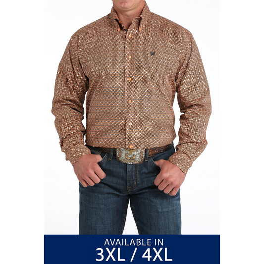 Cinch Men's Long Sleeve Shirt- Coral