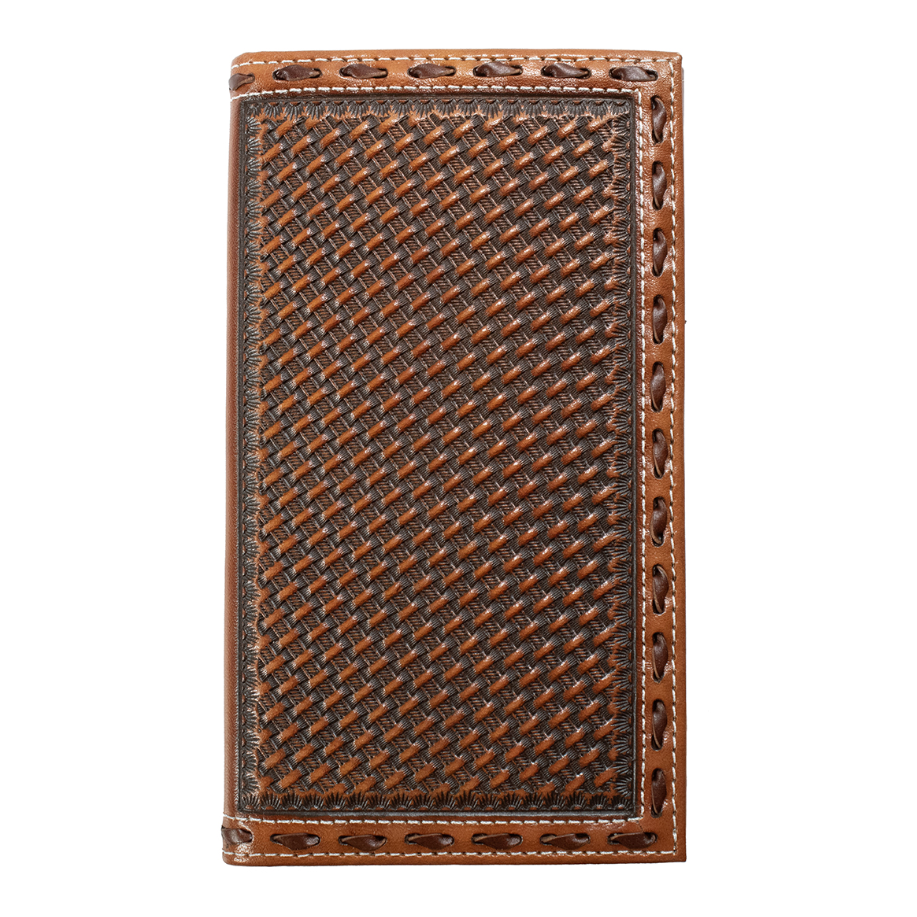 3D Men's Trifold Rodeo Style Basketweave Wallet- Brown - Irvine Tack & Western Wear