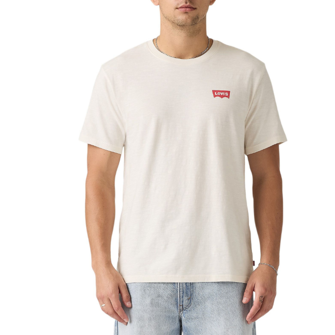 Levi Strauss Men's Relaxed Fit Lasso Graphic Tee Shirt- Egret