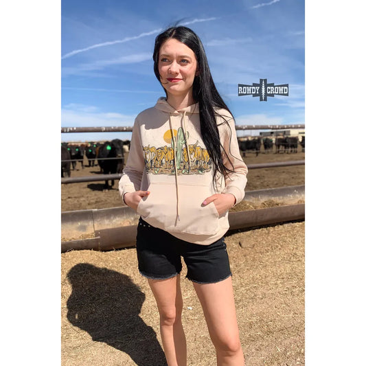 Rowdy Crowd Long Sleeve Cattle Drive Hoodie- Multi