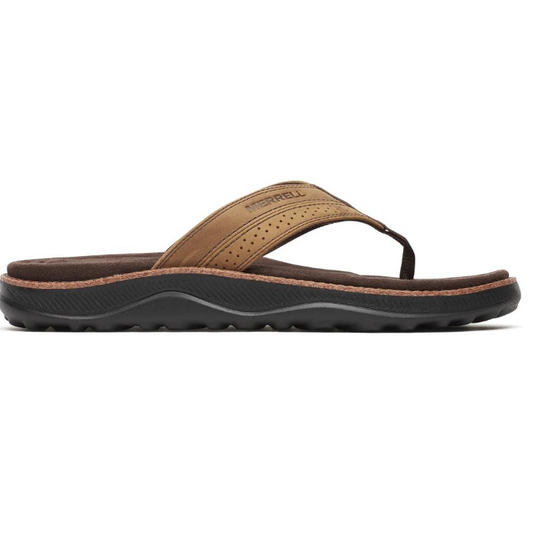 Merrell Men's Cove Leather Flip Sandal- Coffee
