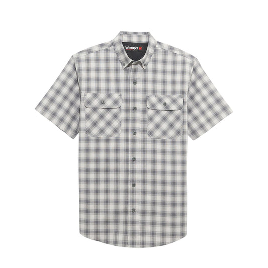 Wrangler Men's Rigg's Foreman Plaid Short Sleeve Shirt- Light Grey - Irvine Tack & Western Wear