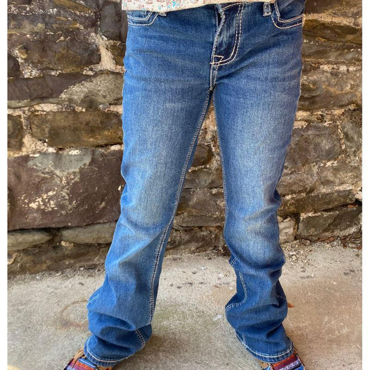 Rock & Roll Girl's Star Embroidered  Boot Cut Jean -