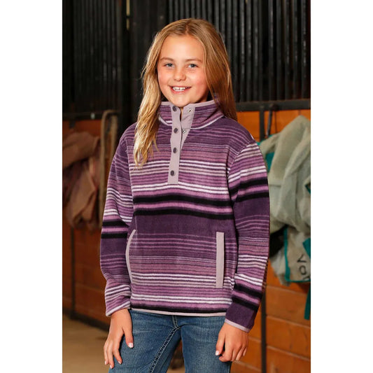 Cinch Girl's Long Sleeve 1/4 Snap Pullover- Purple