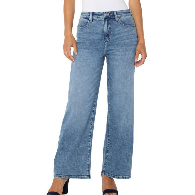 Liverpool Women's Midrise  Stride Wide Leg Jean- Carbon Canyon