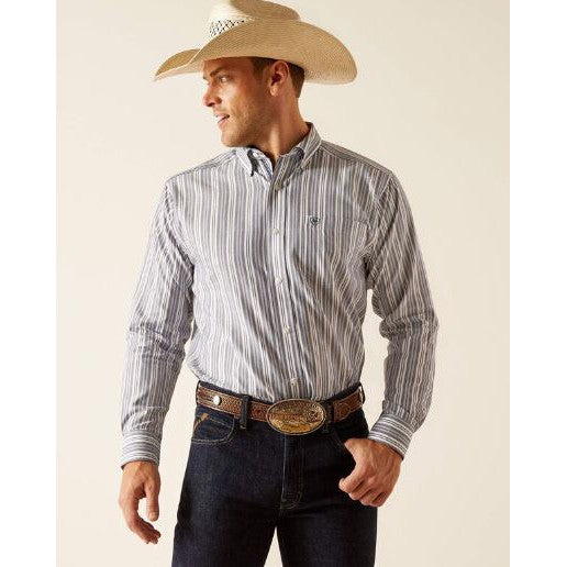 Ariat Men' Pro Series Ross Classic Fit Shirt - Navy Stripes