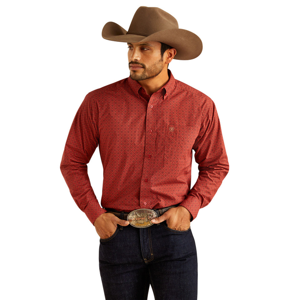 Ariat Men's Sanders Classic Fit Print Long Sleeve Shirt - Red