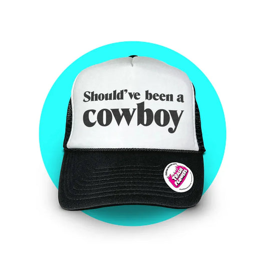 Trash Flowers Should've Been A Cowboy Trucker Hat-Black/White