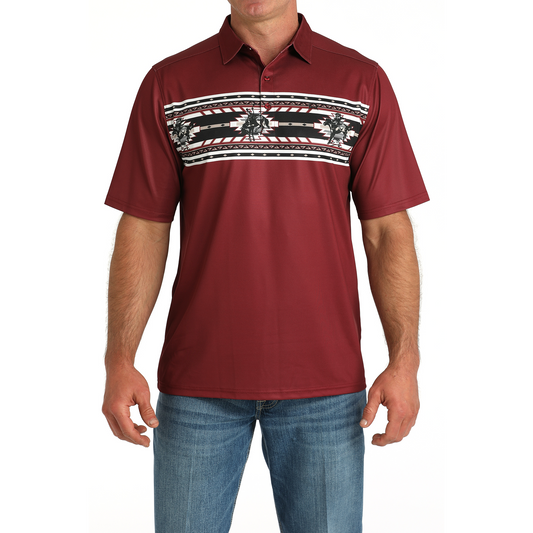 Cinch Men's Short Sleeve Arena Flex Polo- Burgundy