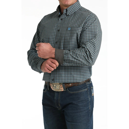 Cinch Men's Long Sleeve Plaid Western Shirt- Brown/Blue