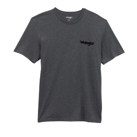 Wrangler Men's Short Sleeve Born Free Tee Shirt- Asphalt Heather