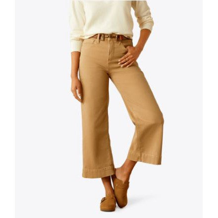 Ariat Women's Ultra High Rise Countryside Wide Leg Crop Jeans- French Khaki