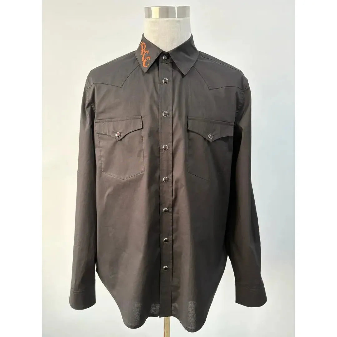 Rough Country Cowboys Men's  Long Sleeve Snap Western Shirt- Black