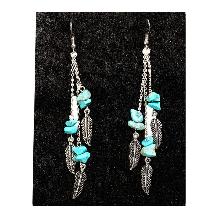 Silver Strike Stone Feather Earrings- Turquoise - Irvine Tack & Western Wear