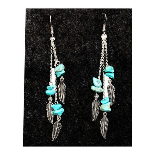Silver Strike Stone Feather Earrings- Turquoise - Irvine Tack & Western Wear