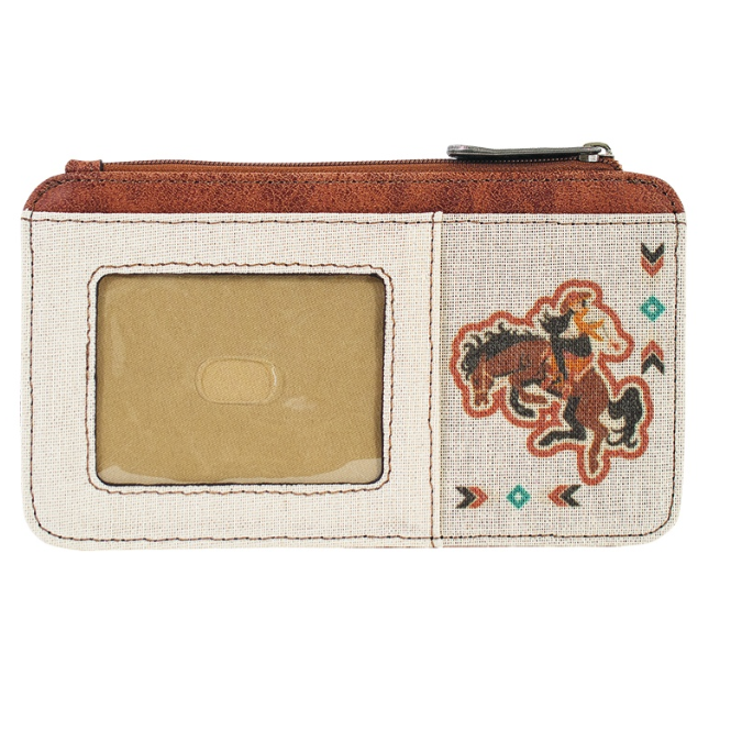 Justin Women's Canvas Card Organizer with Bronco and Cowgirl Wallet