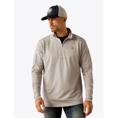 Ariat Men's Hex Fleece Long Sleeve  1/2 Zip Baselayer- Silver Sconce